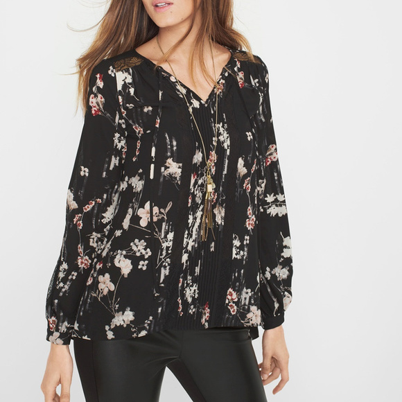 White House Black Market Tops - White House Black Market Floral Print Top